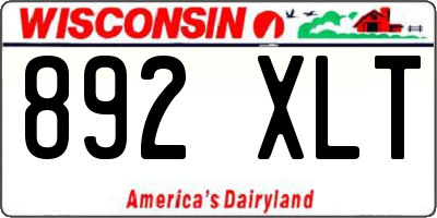 WI license plate 892XLT