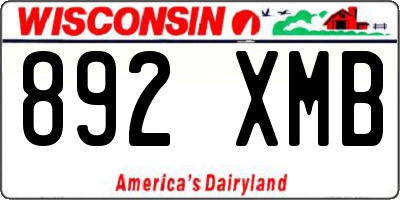 WI license plate 892XMB