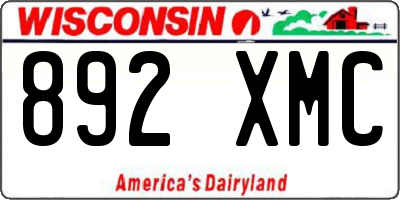 WI license plate 892XMC