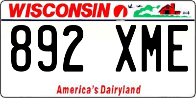 WI license plate 892XME