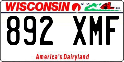 WI license plate 892XMF