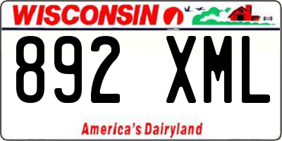 WI license plate 892XML