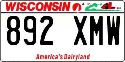 WI license plate 892XMW