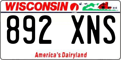 WI license plate 892XNS