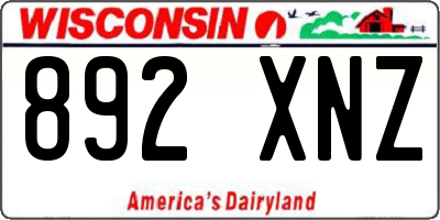 WI license plate 892XNZ