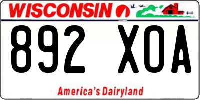 WI license plate 892XOA