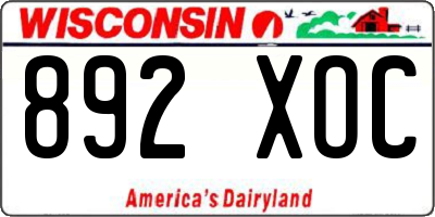 WI license plate 892XOC