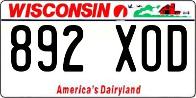 WI license plate 892XOD