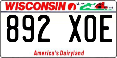 WI license plate 892XOE