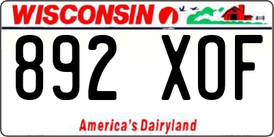 WI license plate 892XOF