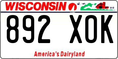 WI license plate 892XOK