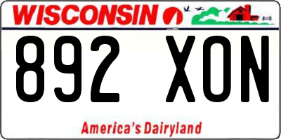 WI license plate 892XON