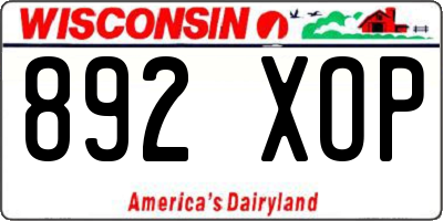 WI license plate 892XOP