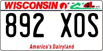 WI license plate 892XOS
