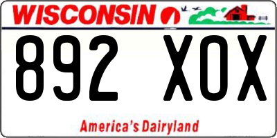 WI license plate 892XOX