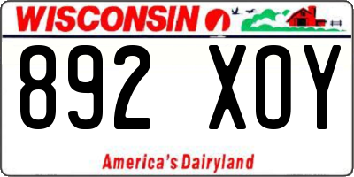 WI license plate 892XOY