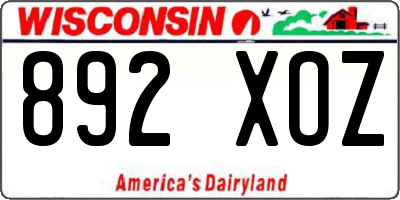 WI license plate 892XOZ