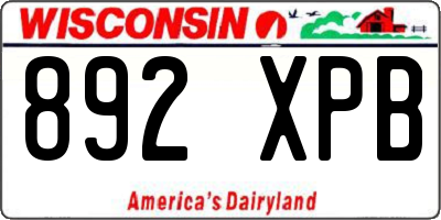 WI license plate 892XPB