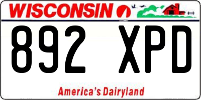 WI license plate 892XPD