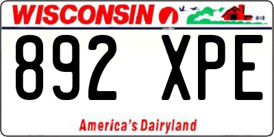 WI license plate 892XPE