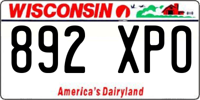 WI license plate 892XPO