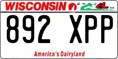 WI license plate 892XPP