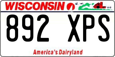 WI license plate 892XPS