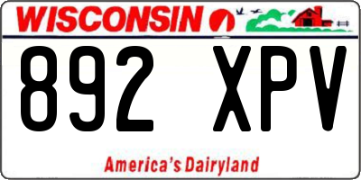 WI license plate 892XPV