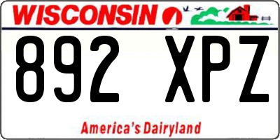WI license plate 892XPZ