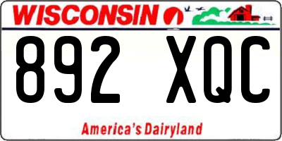 WI license plate 892XQC