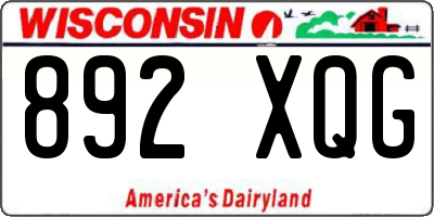 WI license plate 892XQG