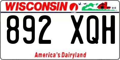 WI license plate 892XQH