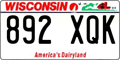 WI license plate 892XQK