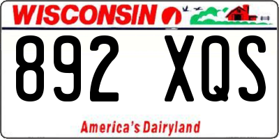 WI license plate 892XQS