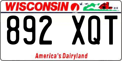 WI license plate 892XQT