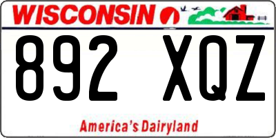 WI license plate 892XQZ