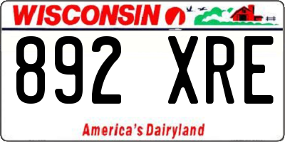 WI license plate 892XRE