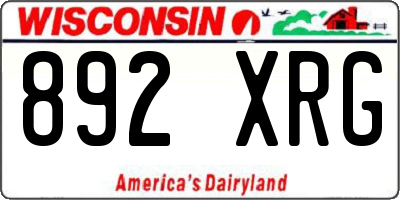 WI license plate 892XRG