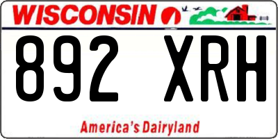 WI license plate 892XRH
