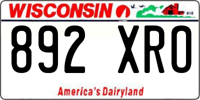 WI license plate 892XRO