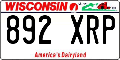 WI license plate 892XRP