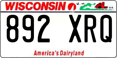 WI license plate 892XRQ