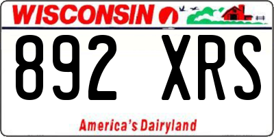 WI license plate 892XRS
