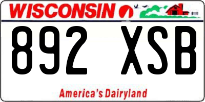 WI license plate 892XSB