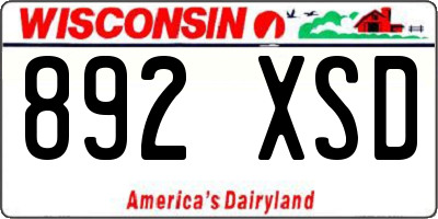 WI license plate 892XSD