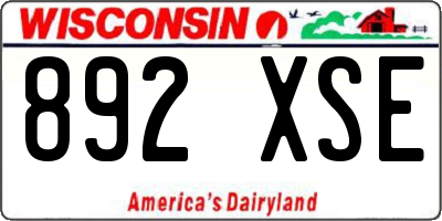 WI license plate 892XSE