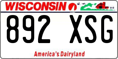 WI license plate 892XSG
