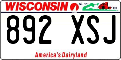 WI license plate 892XSJ