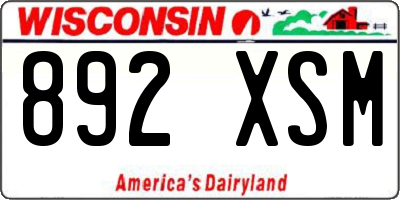 WI license plate 892XSM