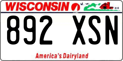 WI license plate 892XSN